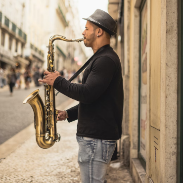 man playing saxophone